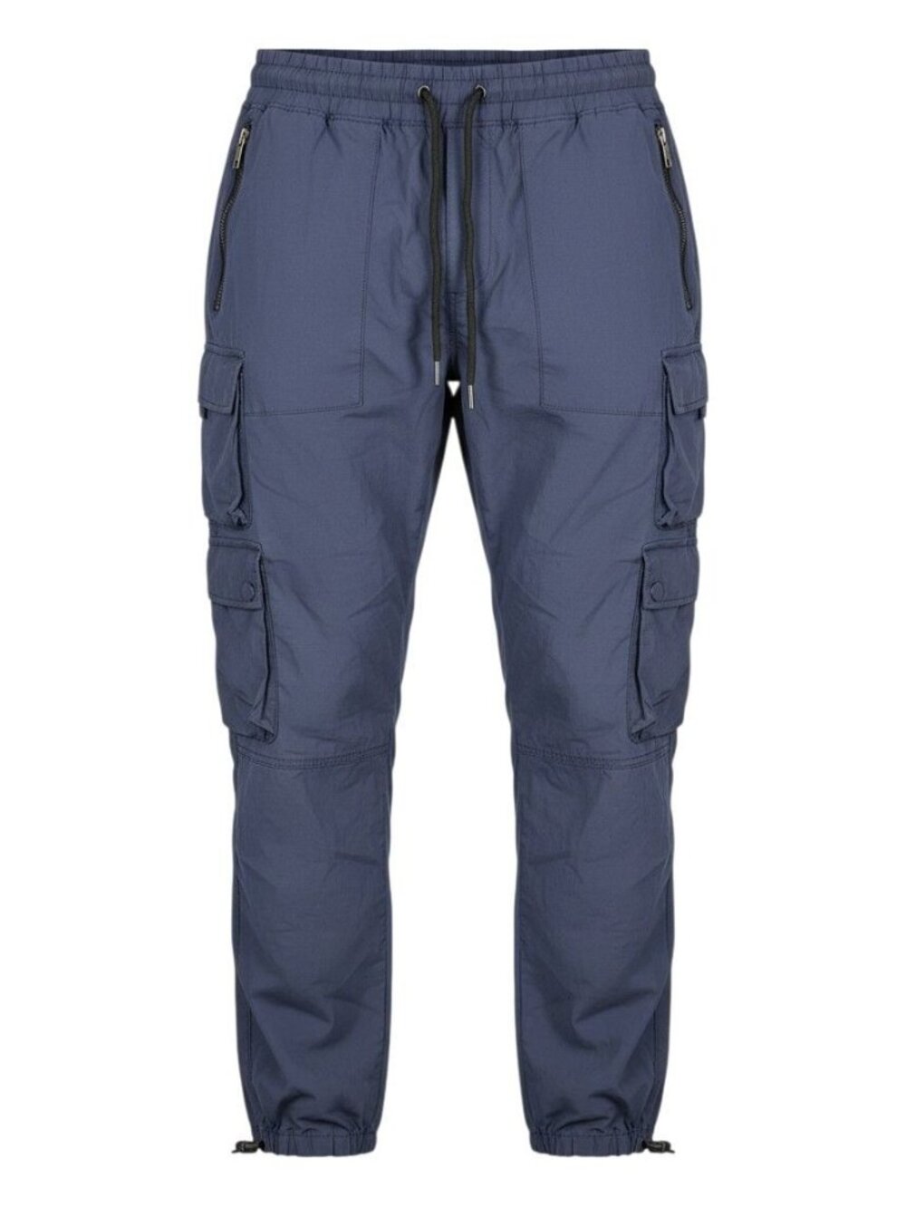 Rebel Mind Mens Cargo Jogger Pants Drawstring Waist & Zipper Pockets Navy L